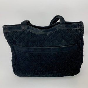 Vera Bradley Black Microfiber Quilted Tote